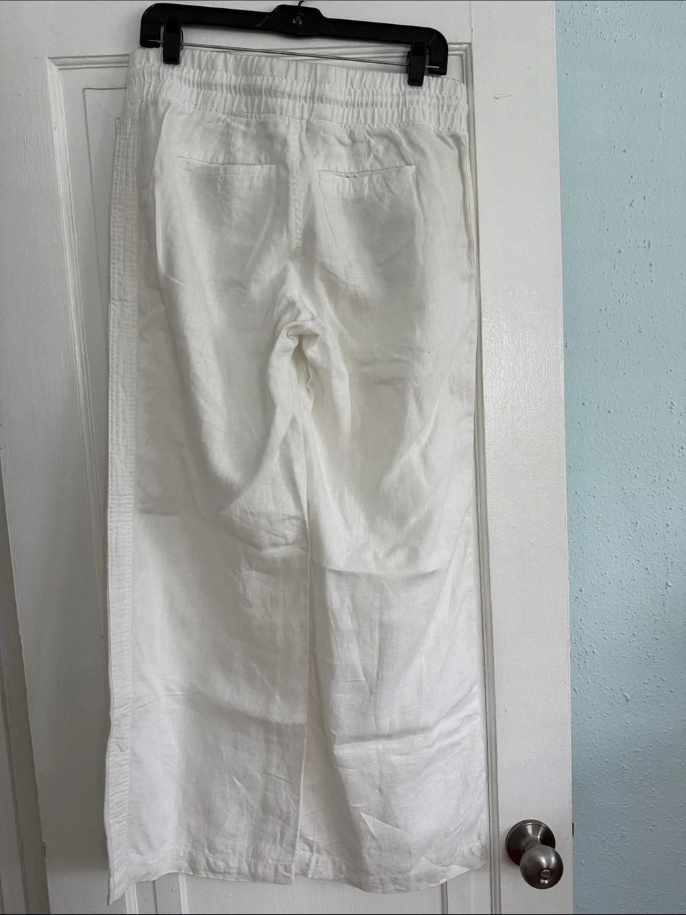 Women’s Athleta Cabo Linen Pants, Wide-Leg, Drawstring, White - Picture 3 of 5